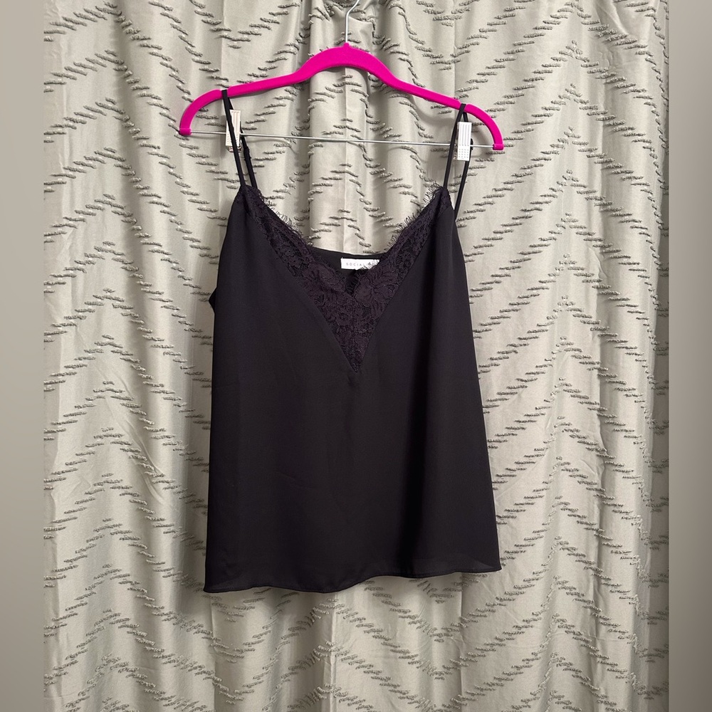 Socialite black lace tank top size XL - Picture 2 of 7